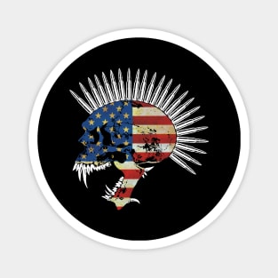 Bullet Head Mohawk Skull with American Flag Magnet